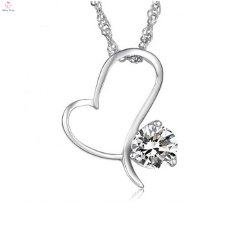 Elegante colgante de collar de corazón de corazón con cristal purpur